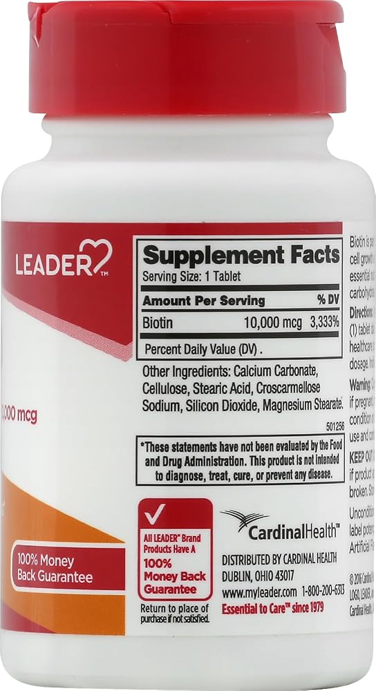 Leader Biotin Tablets 10,000 Mcg - 100 Tablets - image 2