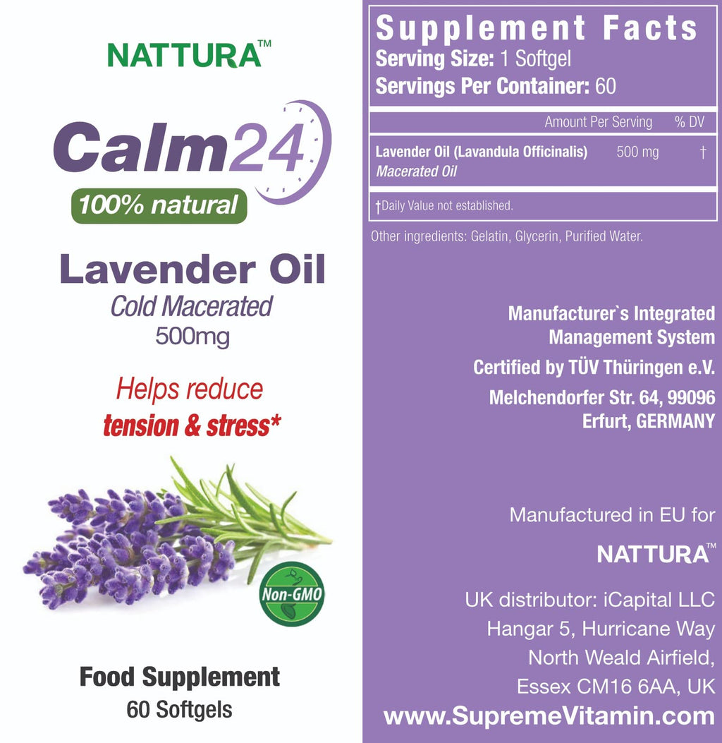 Nattura Calm Aid Lavender Oil 500mg - 60 Softgels - image 3