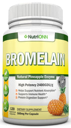 NutriONN Bromelain 500mg Enzyme Extract - 120 Vegetarian Capsules