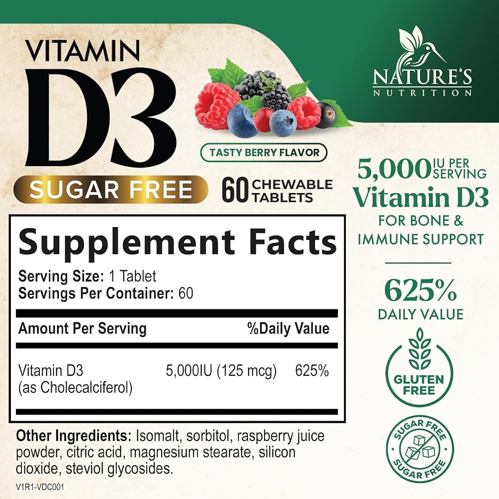Nature's Nutrition Vitamin D3 5000 IU - Extra Strength Vitamin D