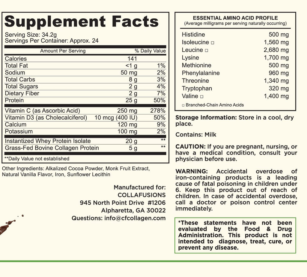 CollaFusions Whey Protein Isolate with Collagen Peptides - 24 Servings - image 4