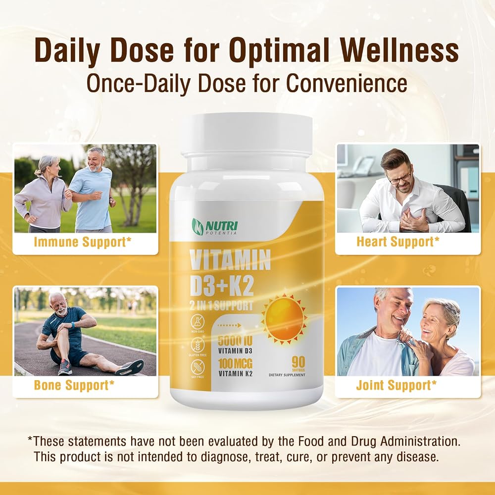 NUTRI POTENTIA Vitamin D3 K2 5000 IU Softgels - 90 Count - image 5