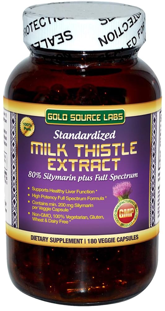 Gold Source Labs Organic Milk Thistle Capsules Liver Support - 180 Capsules