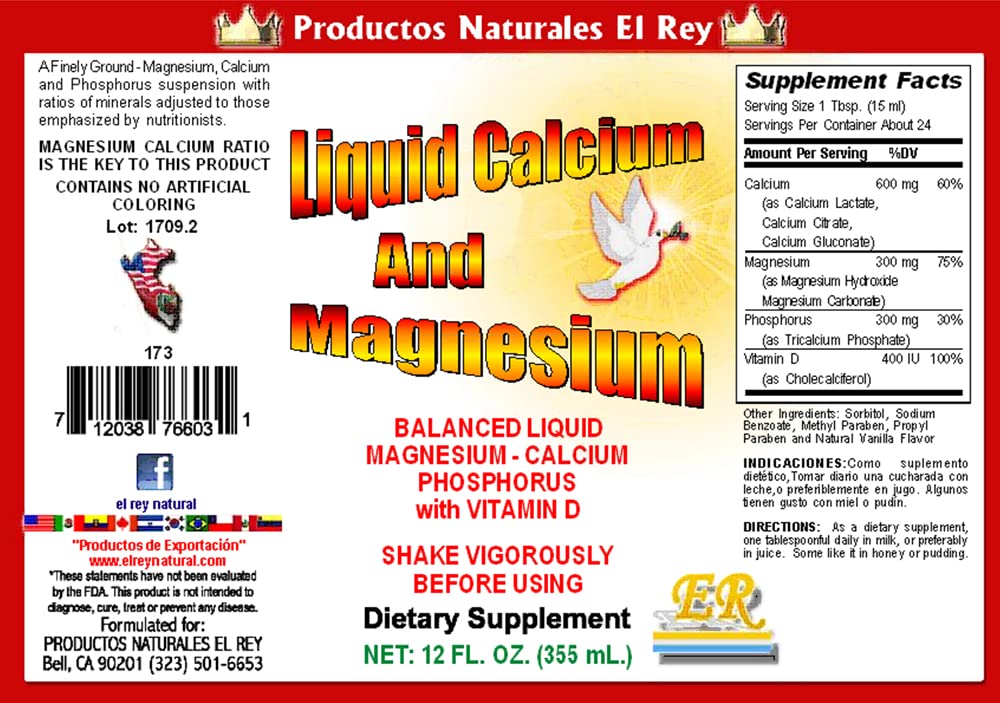 Productos Naturales El Rey Liquid Calcium and Magnesium with Vitamin D - image 2