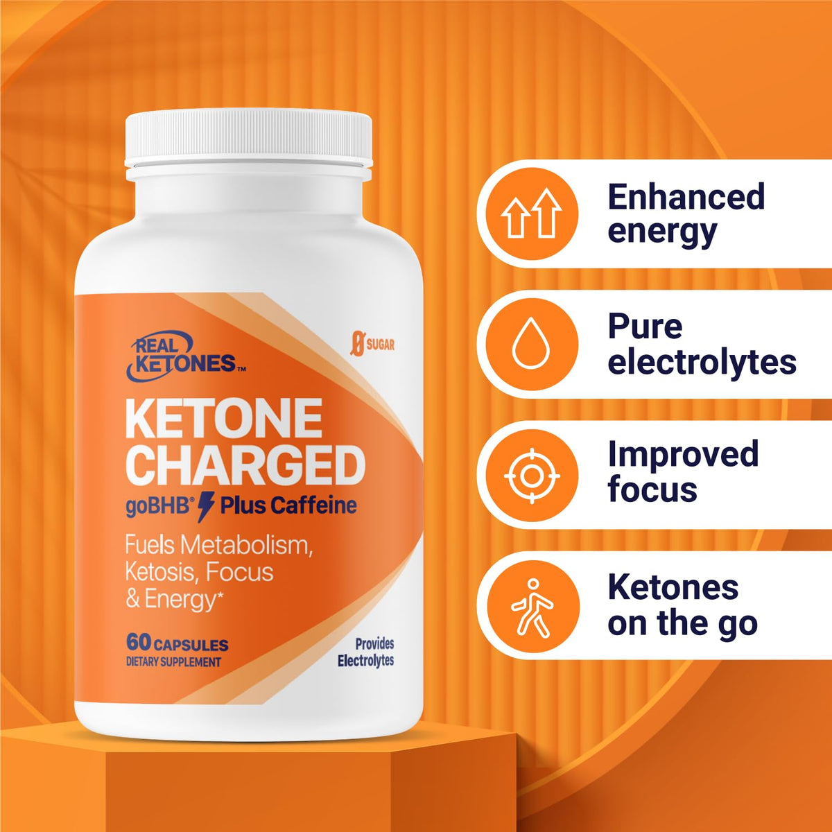Real Ketones Keto BHB Salts Capsules with Caffeine - 60 Count - image 4