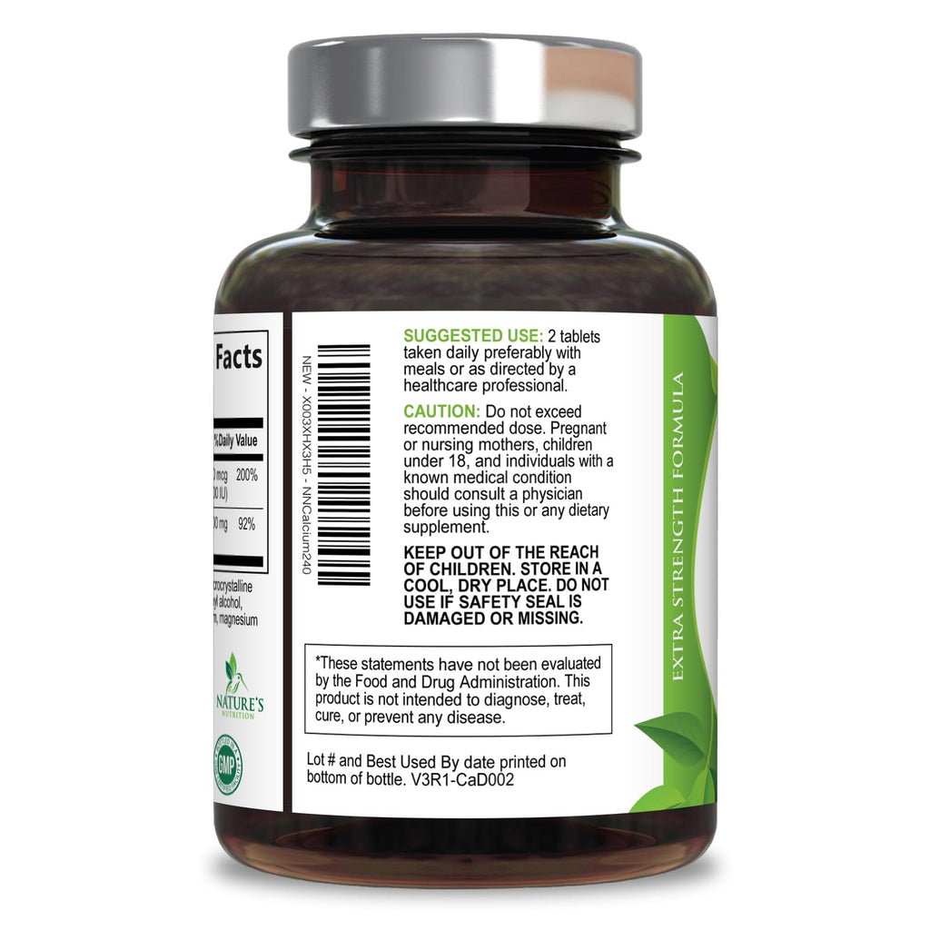 Nature's Nutrition Calcium 1200 mg with Vitamin D3 - Premium Bone
