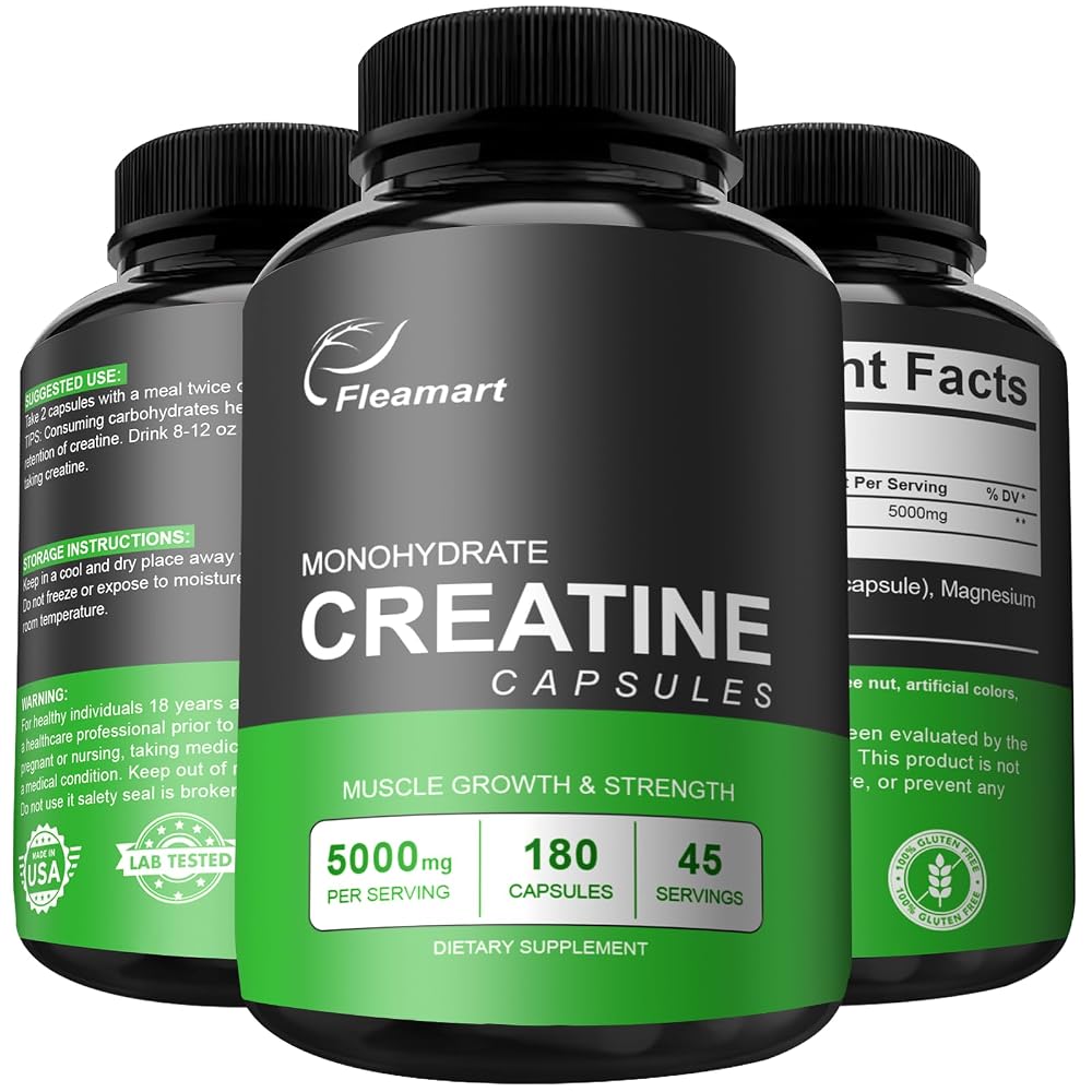Fleamart Micronized Creatine Monohydrate Capsules, Keto Friendly