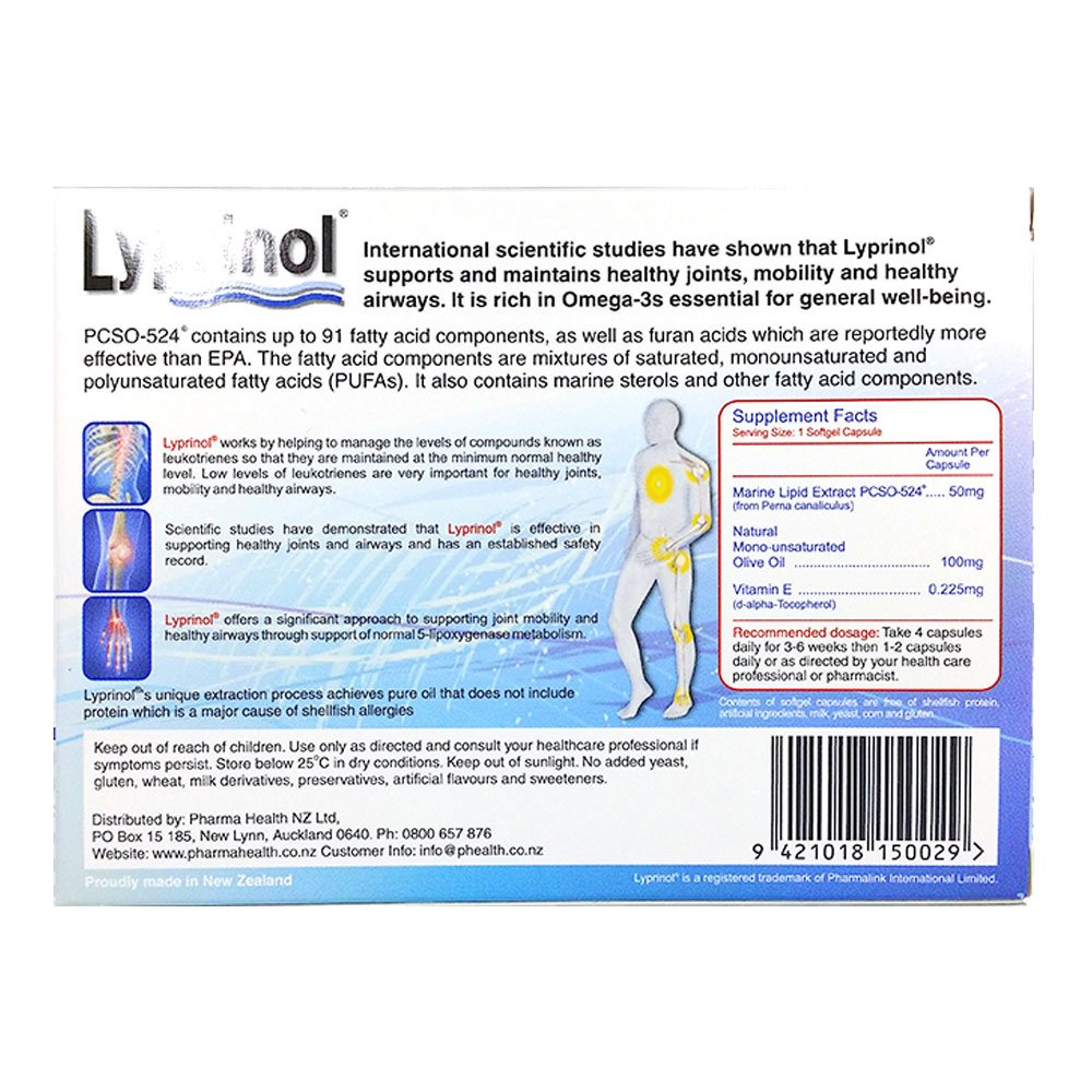 Lyprinol PCSO-524 New Zealand Green Lipped Mussel Joint Support - 200 Capsules - image 5