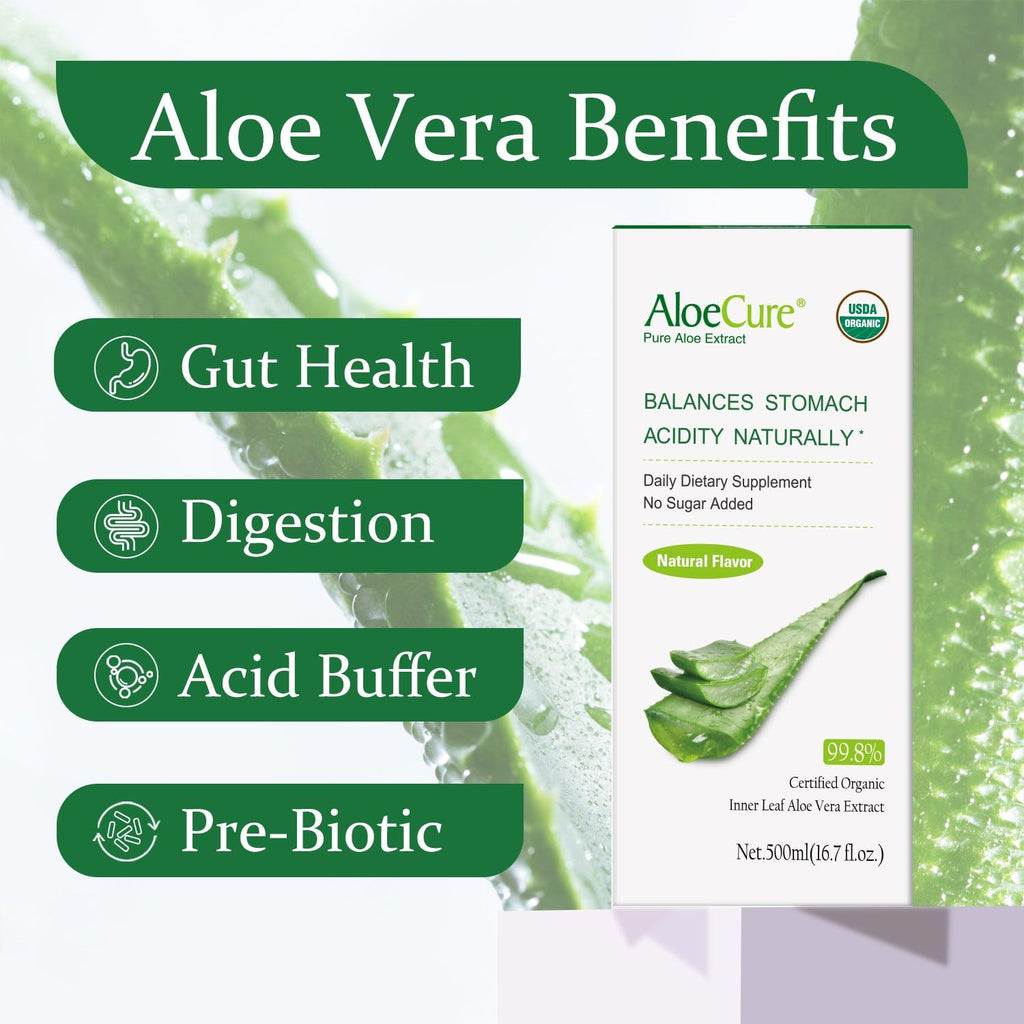 AloeCure USDA Organic Aloe Vera Juice Digestive Support - 2 x 500ml - image 2