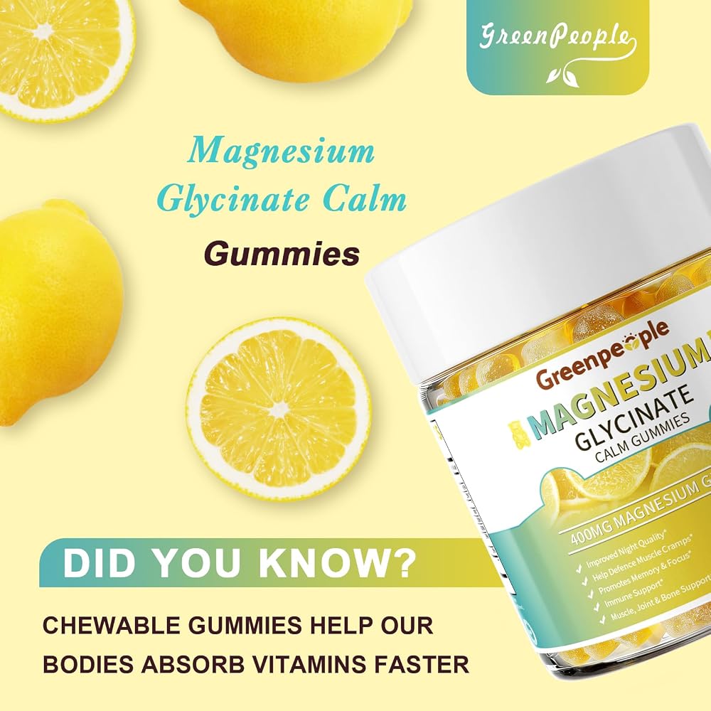 GREENPEOPLE Magnesium Glycinate Gummies 400mg Lemon - 120 Count - image 7