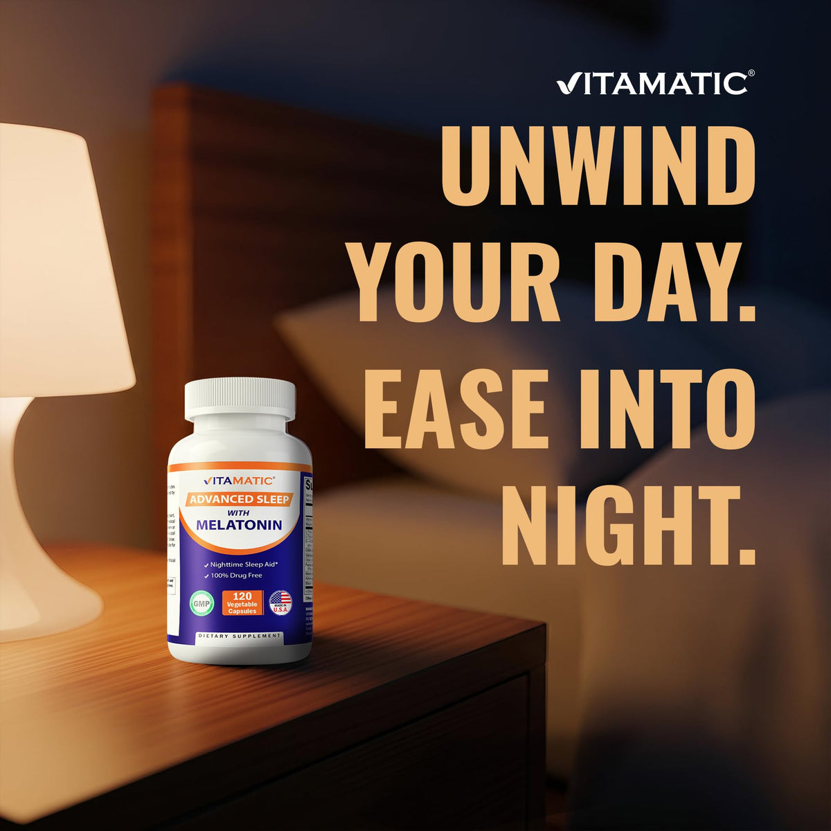 Vitamatic Advanced Sleep with Melatonin - 120 Vegetarian Capsules - image 4