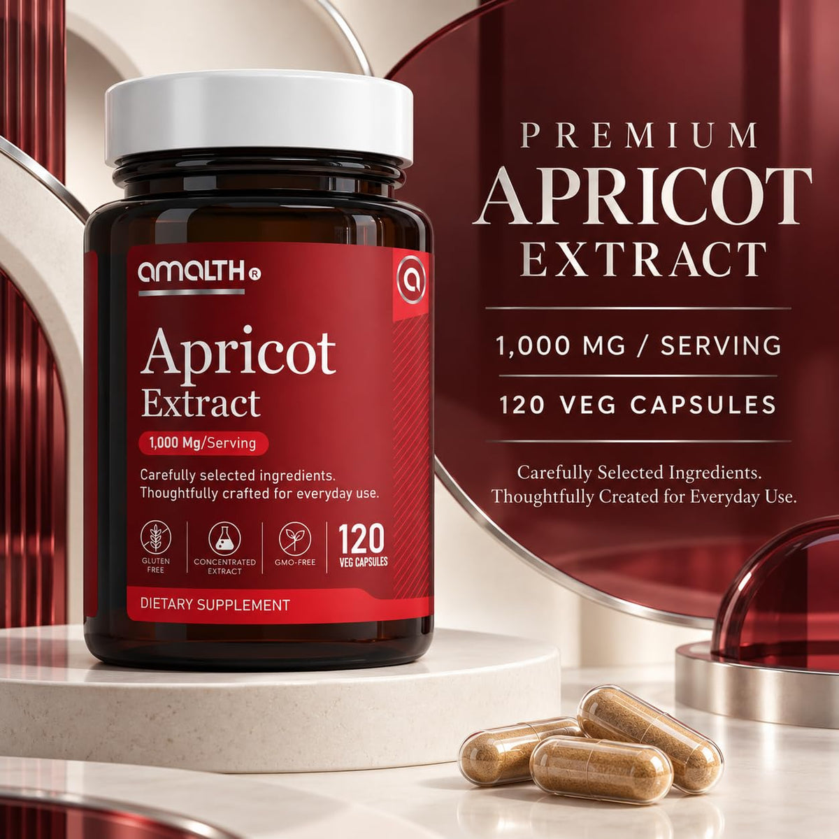 AMALTH Apricot Extract Supplement 500mg - 120 Capsules - image 2