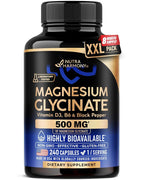 NUTRAHARMONY Magnesium Glycinate 500 mg - Chelated Supplement - High