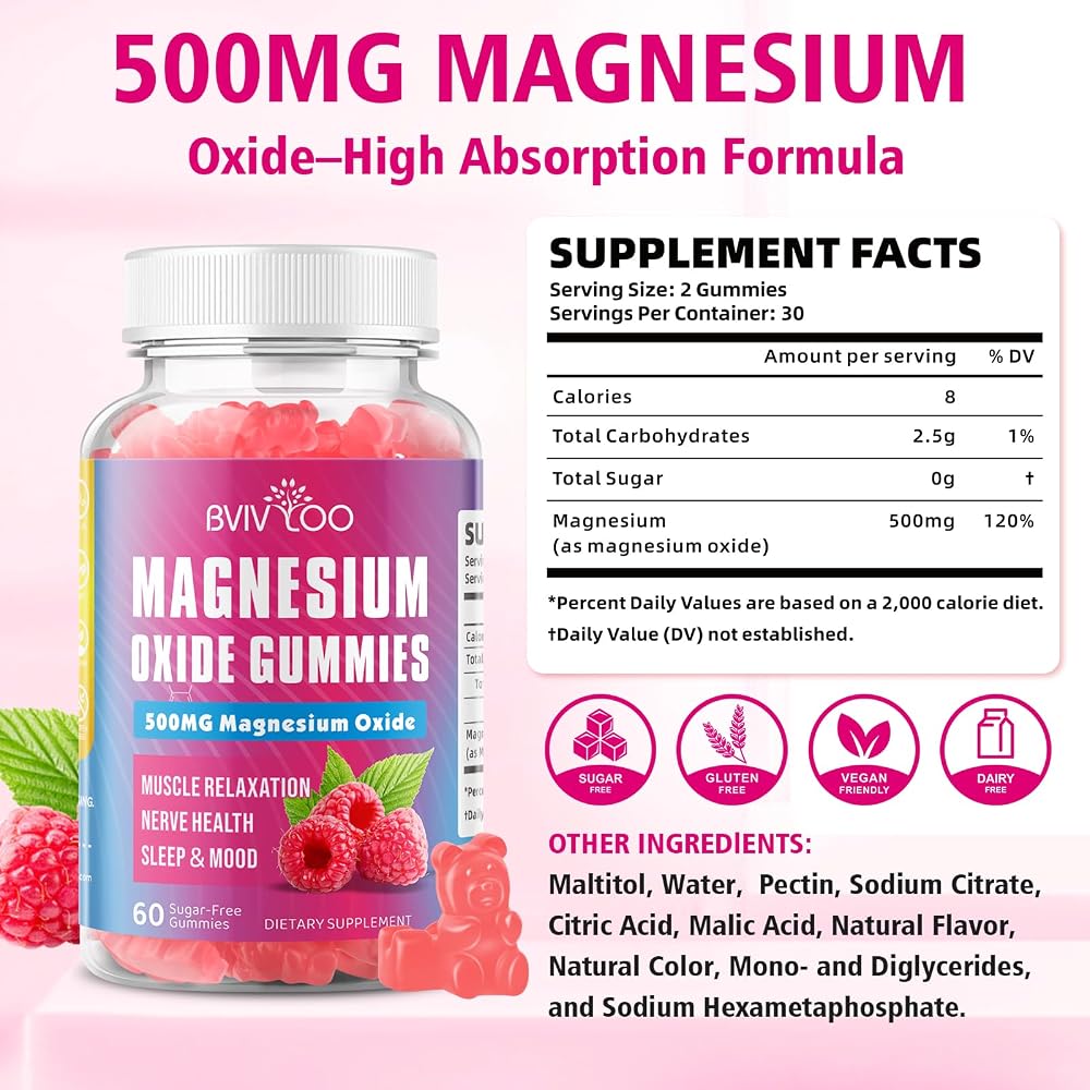 BVIVLOO Magnesium Oxide 400mg Gummies