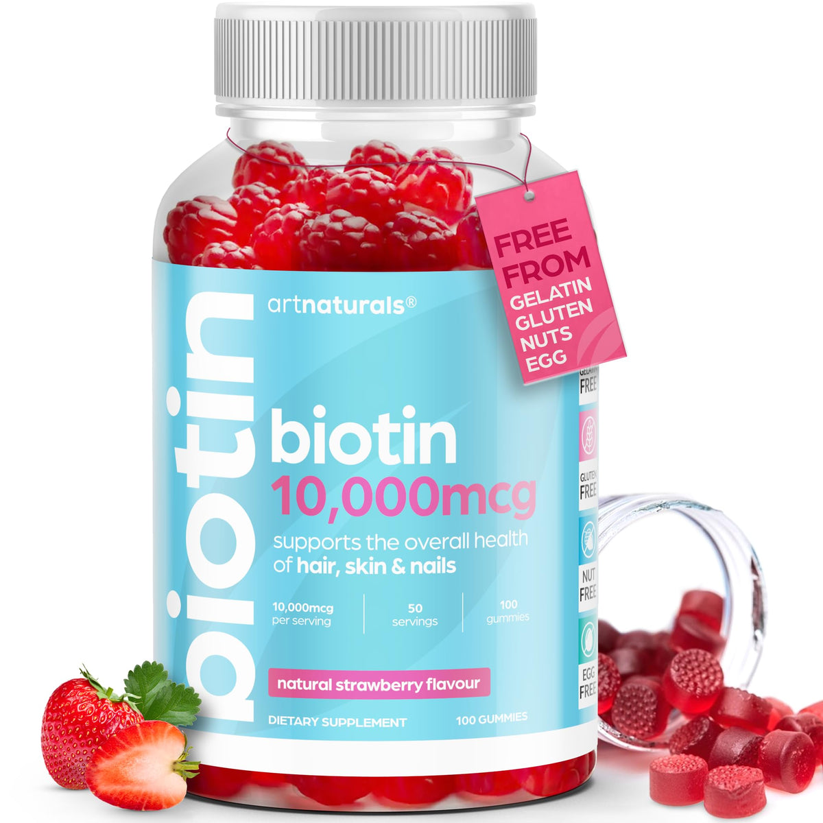 Artnaturals Biotin Gummies Strawberry - 100 Count