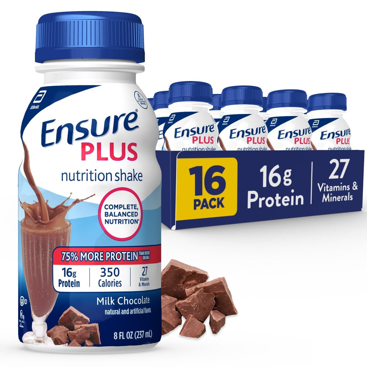 Abbott Ensure Plus Milk Chocolate Nutrition Shake - 16 Pack