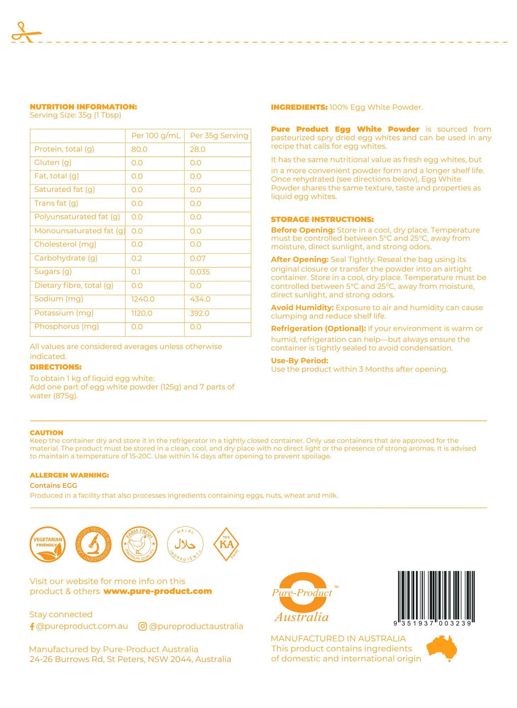 Pure Product Australia Egg White Protein Powder - 1kg - image 3