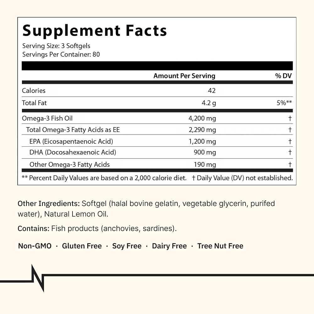 NATUREVOL Triple Strength Omega-3 Fish Oil 4200mg - 240 Softgels - image 4
