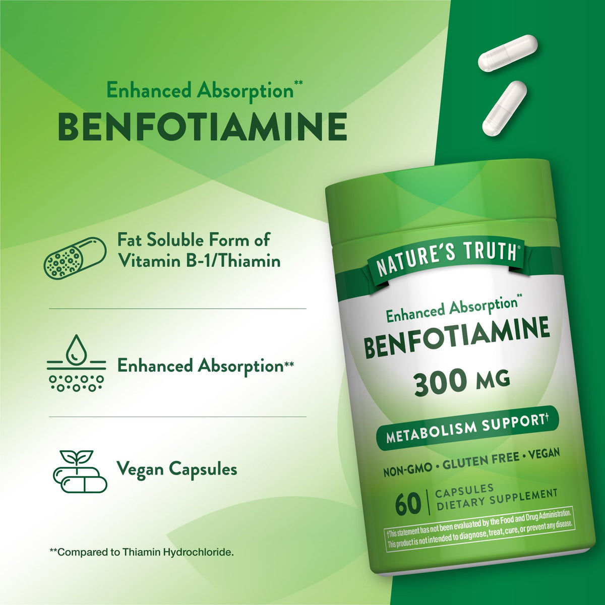 Nature's Truth Benfotiamine 300mg - 60 Capsules - image 5