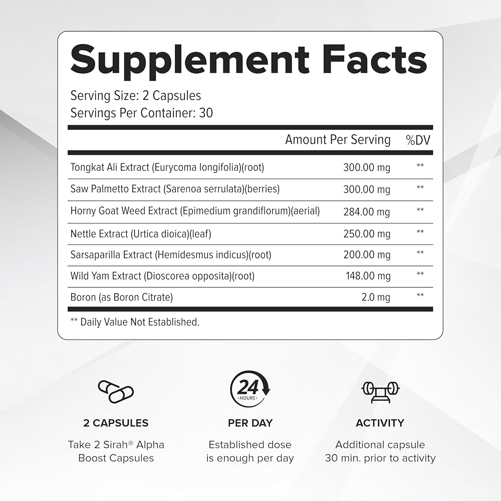 SIRAH Testosterone Booster for Men - 120 Capsules - image 2