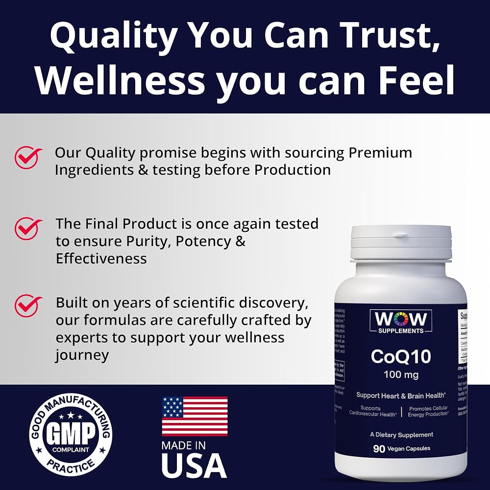 WOW Supplements CoQ10 100 mg with Hawthorn Berry - 90 Capsules - image 4
