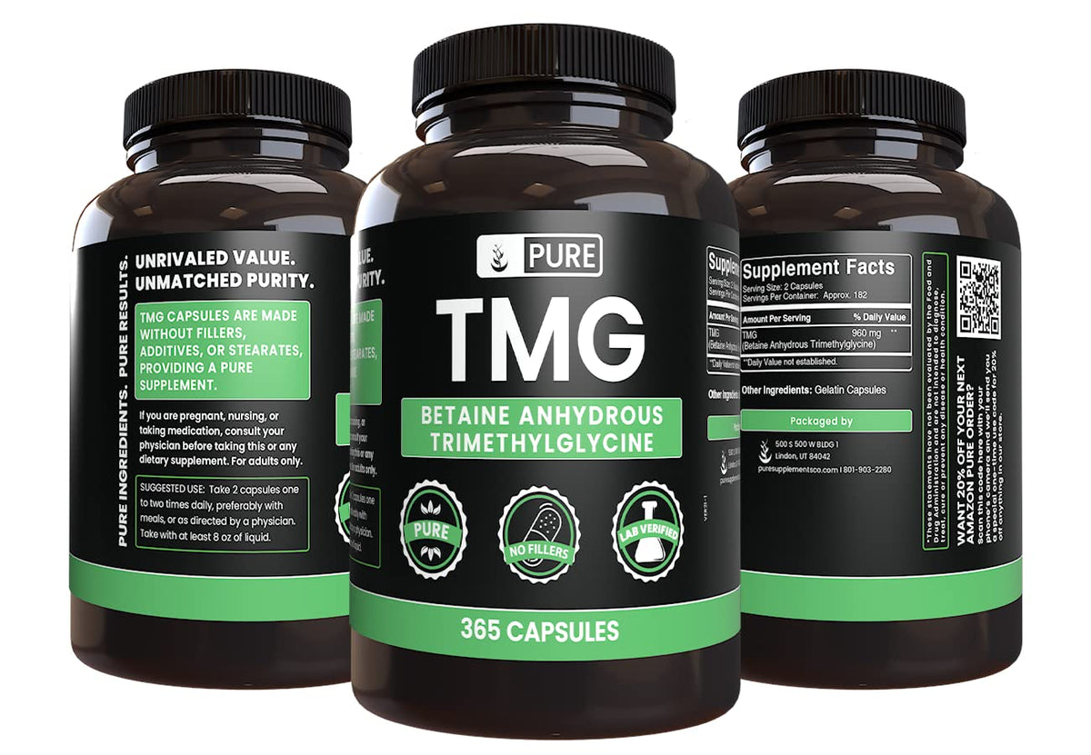 Pure Original Ingredients TMG Betaine Trimethylglycine - 365 Capsules - image 2