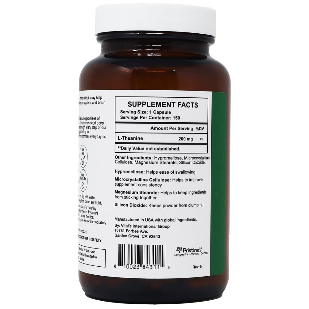 PRISTINE'S L-Theanine 200mg Capsules for Sleep & Calm Focus - 150 Count - image 9