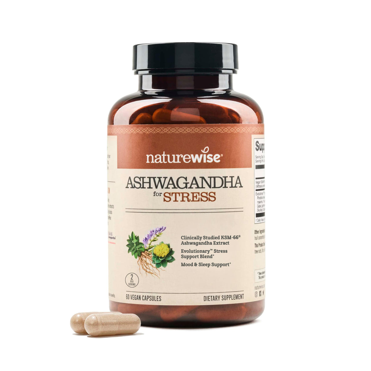 NatureWise Ashwagandha for Stress with KSM-66 - 60 Capsules