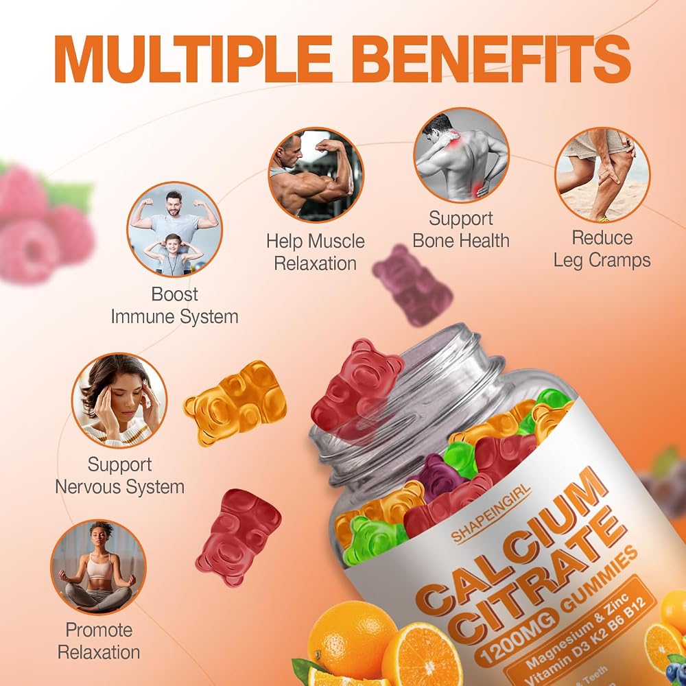 SHAPEINGIRL Calcium Citrate 1200mg with Vitamin D3 K2 Gummies - 120 Count - image 2