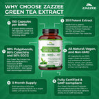 Zazzee Extra Strength Green Tea 20:1 Extract - 150 Vegan Capsules - image 5