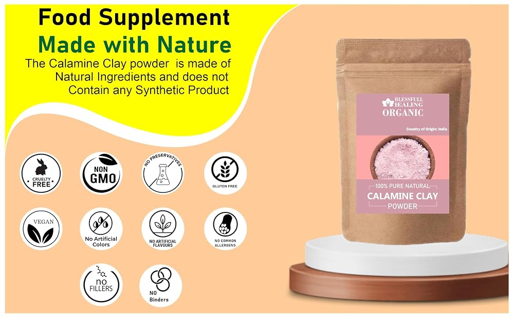 Blessfull Healing Organic Calamine Clay Powder 100% Pure Natural 200