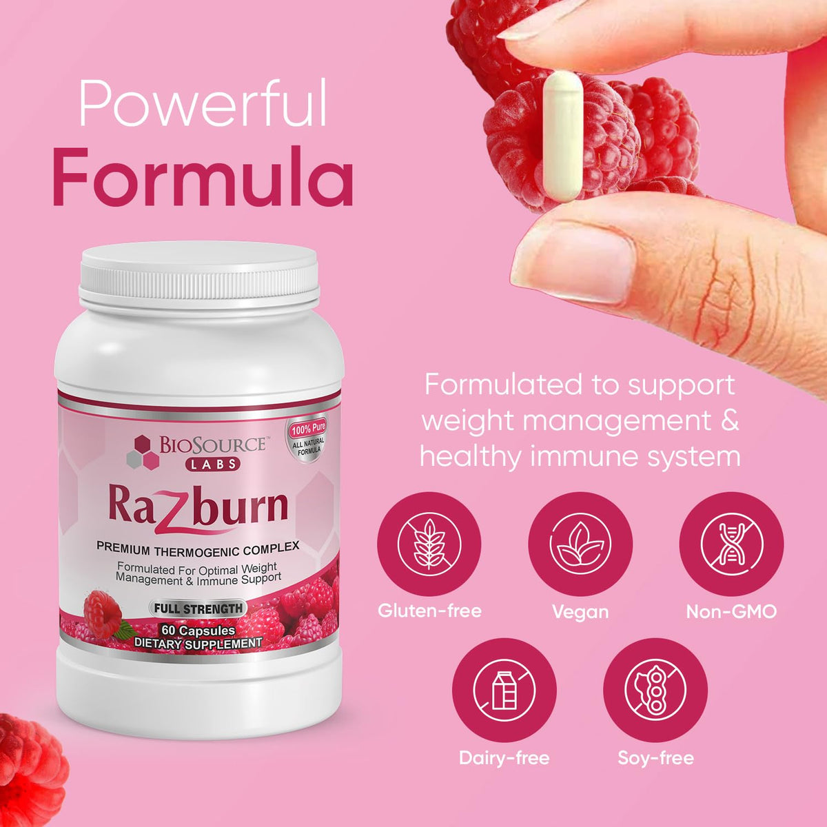 BioSource Labs Razburn Weight Management Supplement - 60 Capsules - image 2