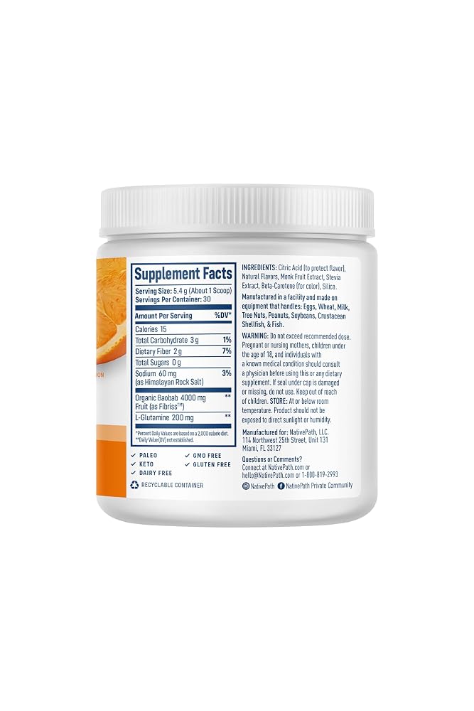 NativePath Baobab Prebiotic Fiber Orange Sugar-Free - 30 Servings - image 6