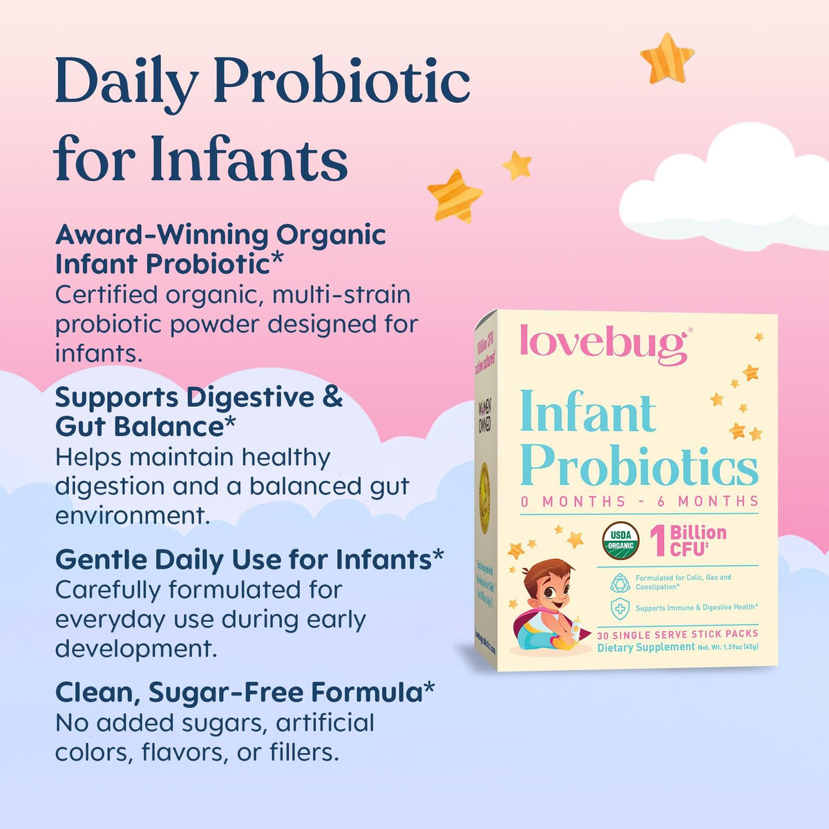 LOVEBUG Infant Probiotics 0-6 Months Powder - 30 Pack - image 3