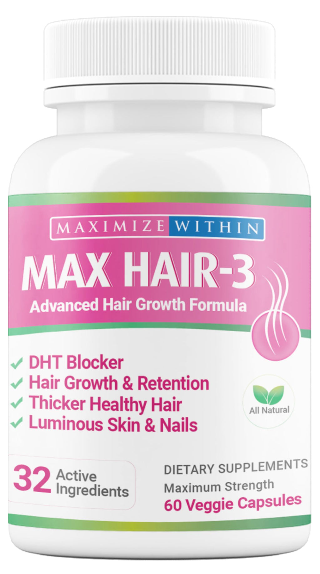 Maximum Slim Max Hair-3 Advanced Hair Growth Formula - 60 Capsules