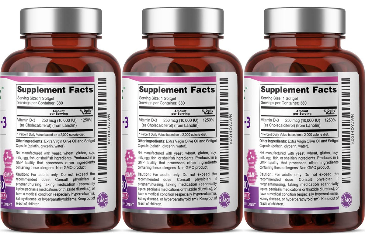 biophix Vitamin D-3 10000 IU Softgels - 380 Count - image 3