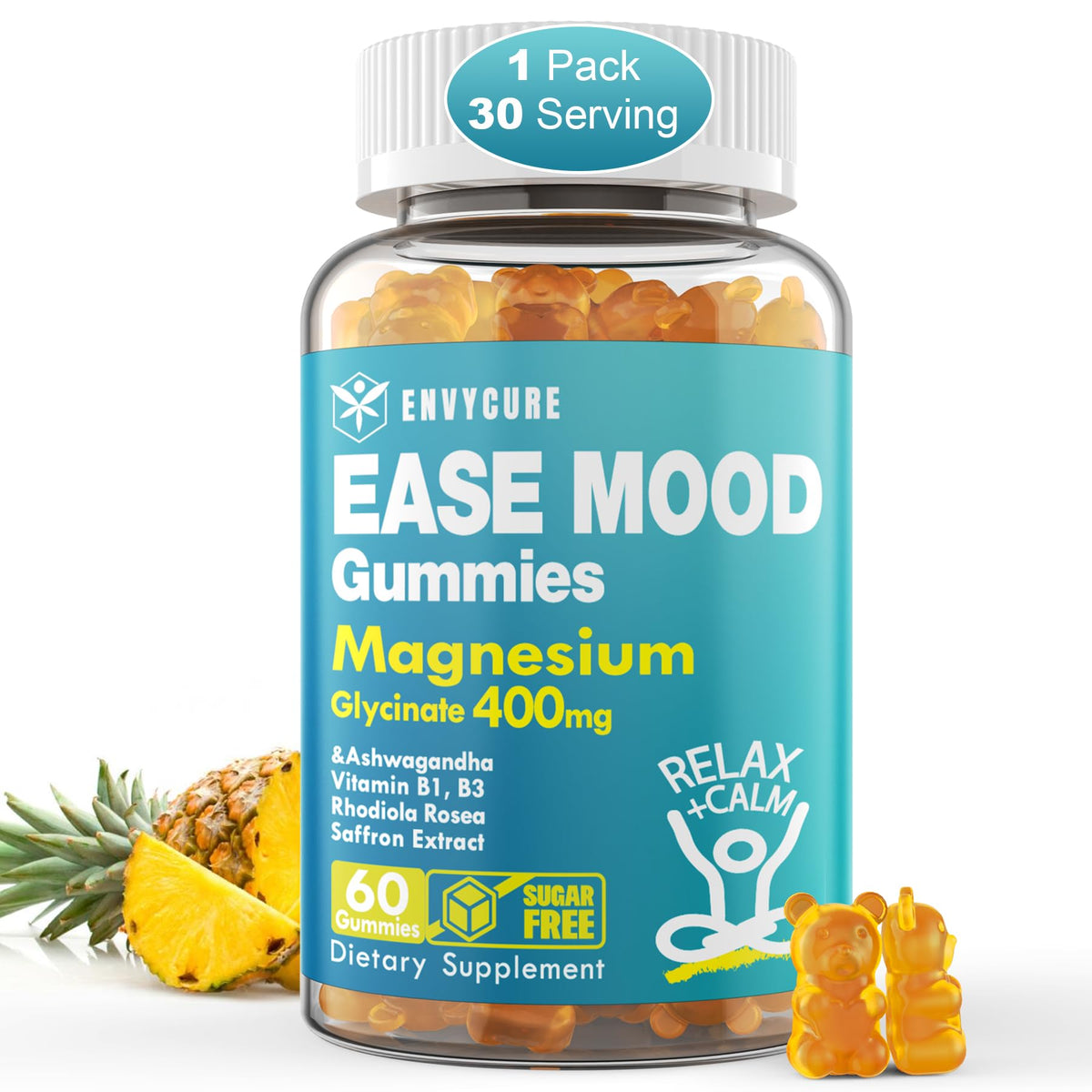 EnvyCure Sugar Free Magnesium Glycinate Gummies 400mg with Ashwagandha