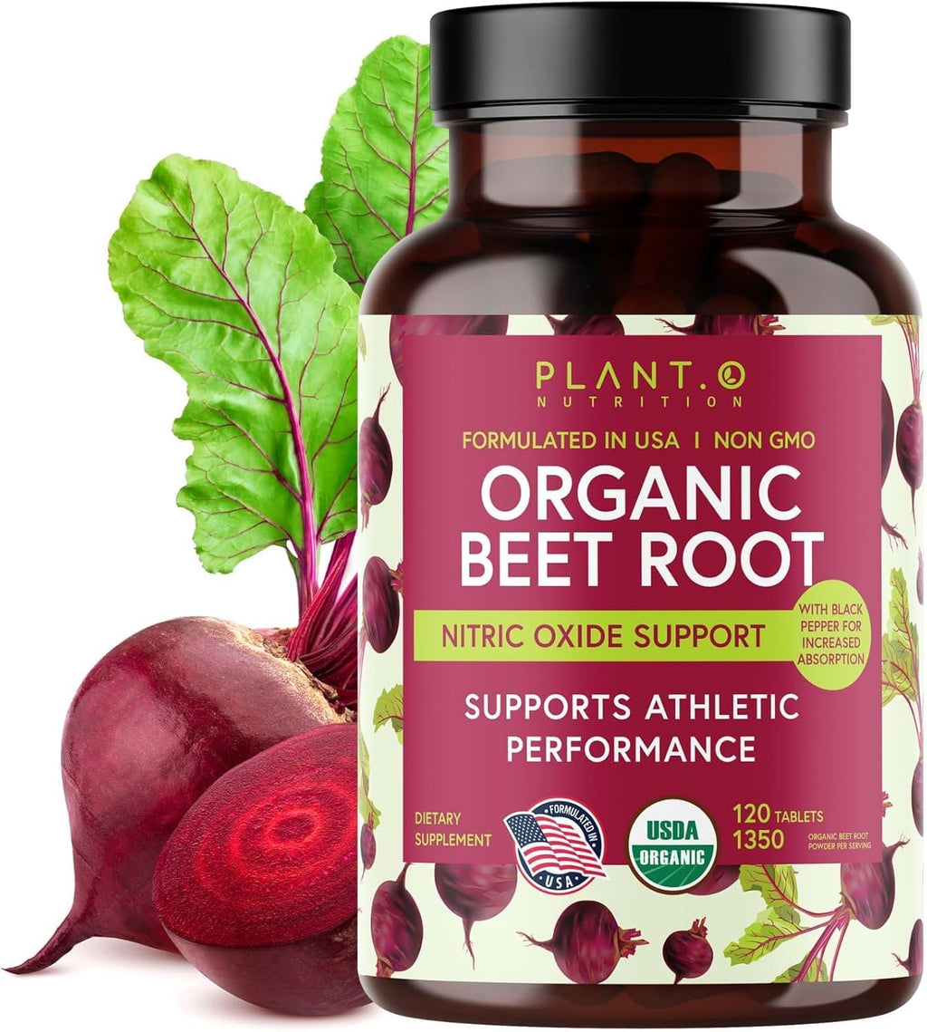 PLANT.O NUTRITION Organic Beet Root Capsules 1350mg - 120 Tablets