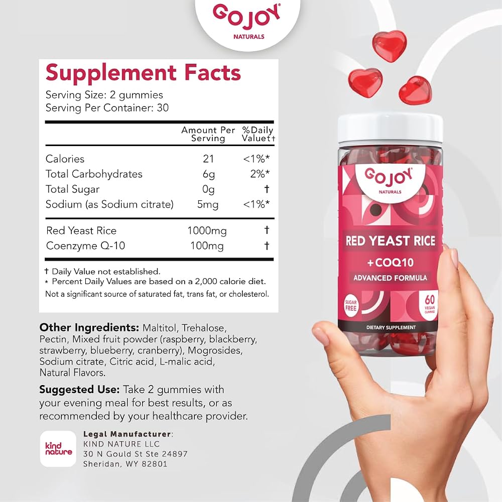 GOJOY Naturals Red Yeast Rice with CoQ10 Gummies - 60 Count - image 2