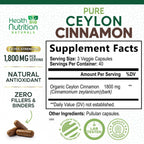 Health Nutrition Naturals Ceylon Cinnamon Capsules - 100% Extra