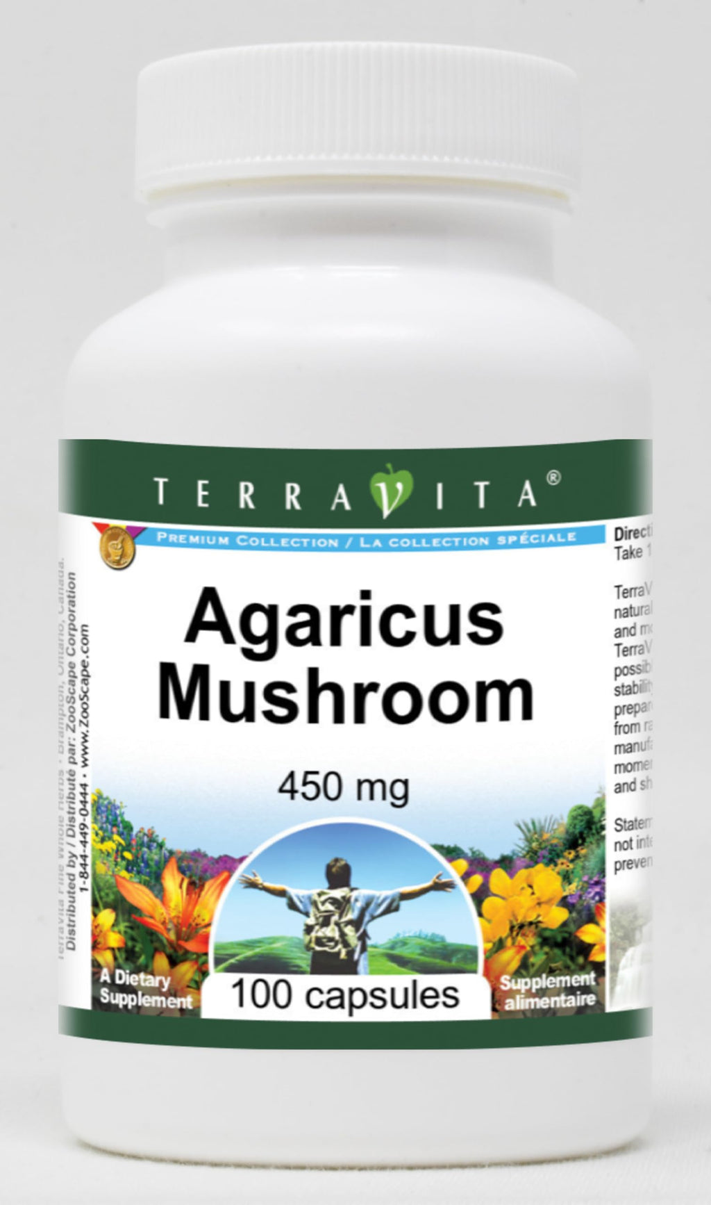 Terravita Agaricus Mushroom 450 mg - 300 Capsules (3 Pack)