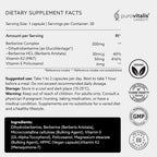 PUROVITALIS Dihydroberberine 200mg with Vitamin K2 & E - 30 Vegan Capsules - image 4