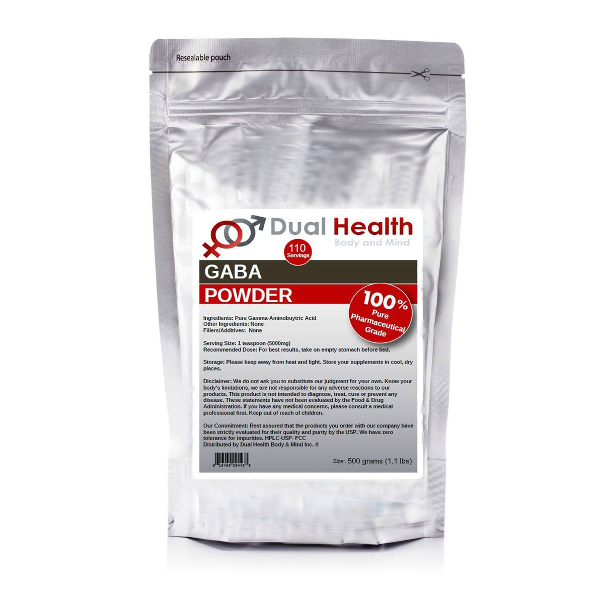 Dual Health Body & Mind GABA Powder - 500 Grams