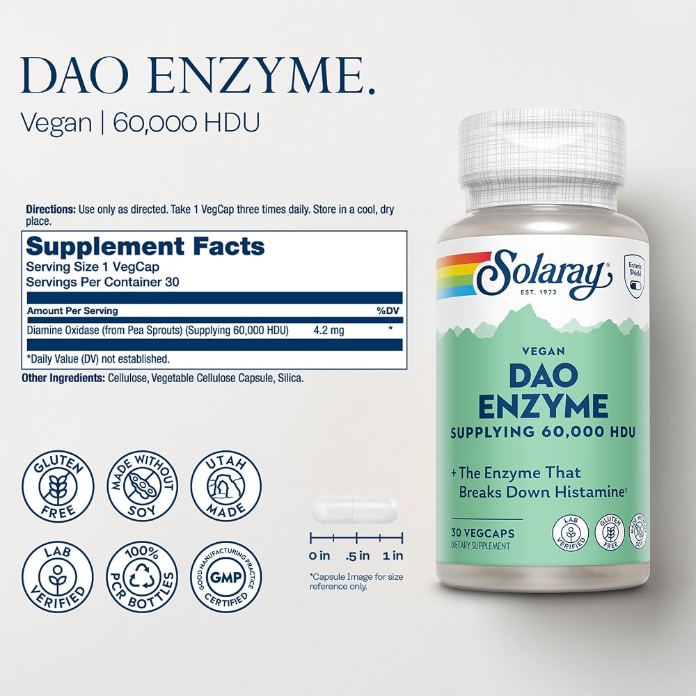SOLARAY DAO Enzyme - Digestive Enzyme that Breaks Down Histamine - 60
