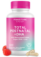 Pink Stork Total Postnatal + DHA with Iron - 60 Capsules