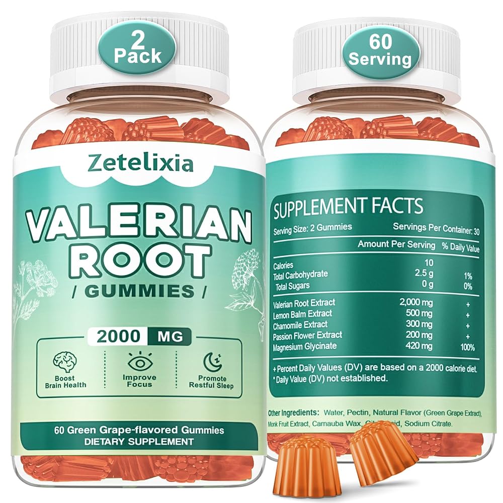 Zetelixia Valerian Root Gummies Green Grape Flavor