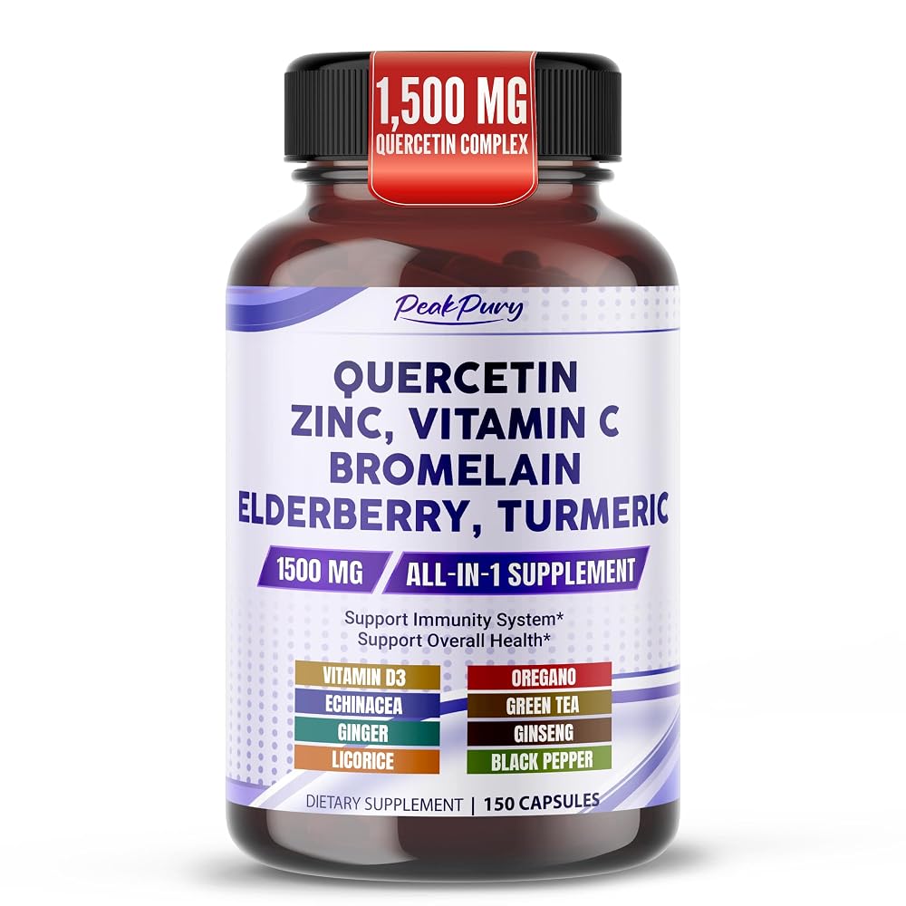 PeakPury Quercetin 14-in-1 Formula with Zinc & Elderberry - 150 Capsules