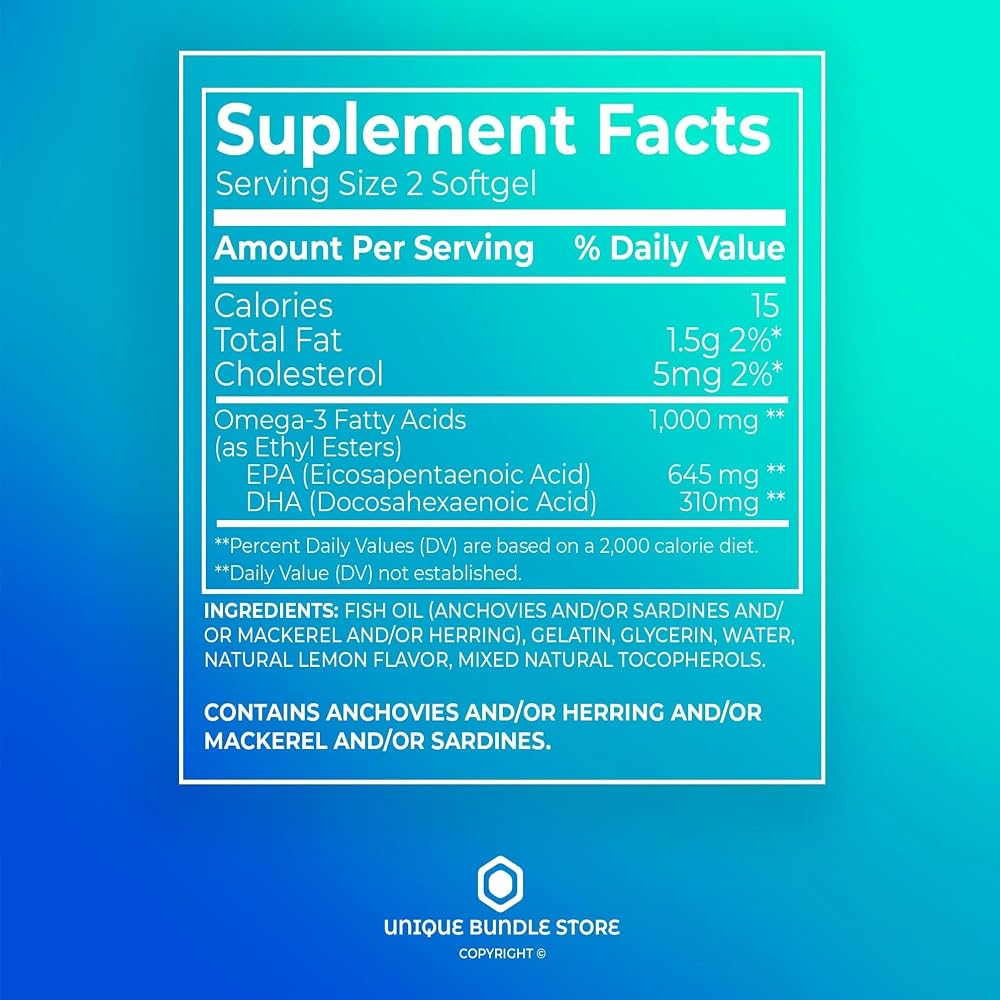 Unique Bundle Omega 3 Mini 1000mg Fish Oil - 240 Softgels - image 4