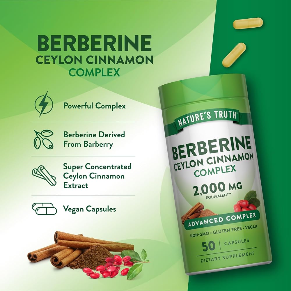 Nature's Truth Berberine with Ceylon Cinnamon Complex - 50 Vegan Capsules - image 5