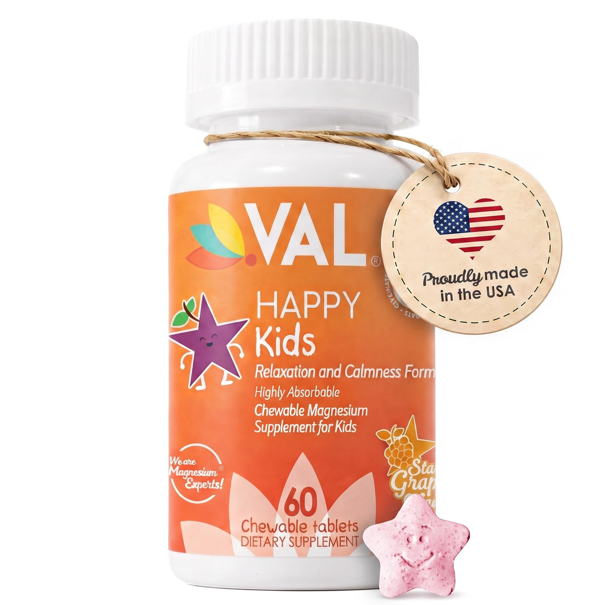 VAL Chewable Magnesium for Kids Relaxation and Calm Formula High